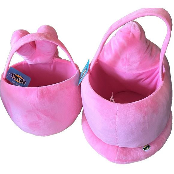 PEEPS Pink Plush Easter Baskets (1) Jumbo Chick -(1) Medium & Yellow Bunny Lot/3 - Picture 7 of 16